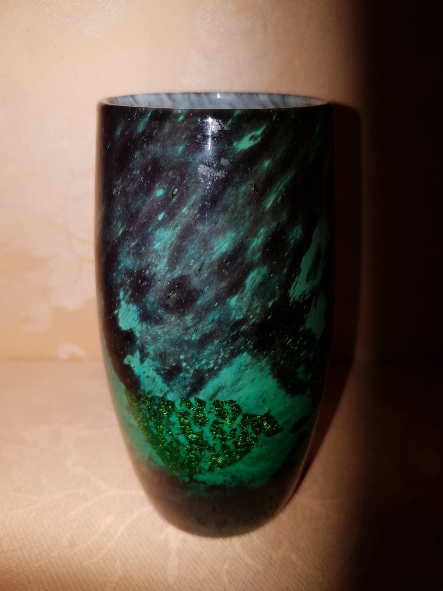 Vase Daum En Verre Multicouches Avec Inclusions De Feuilles D’or .-photo-3