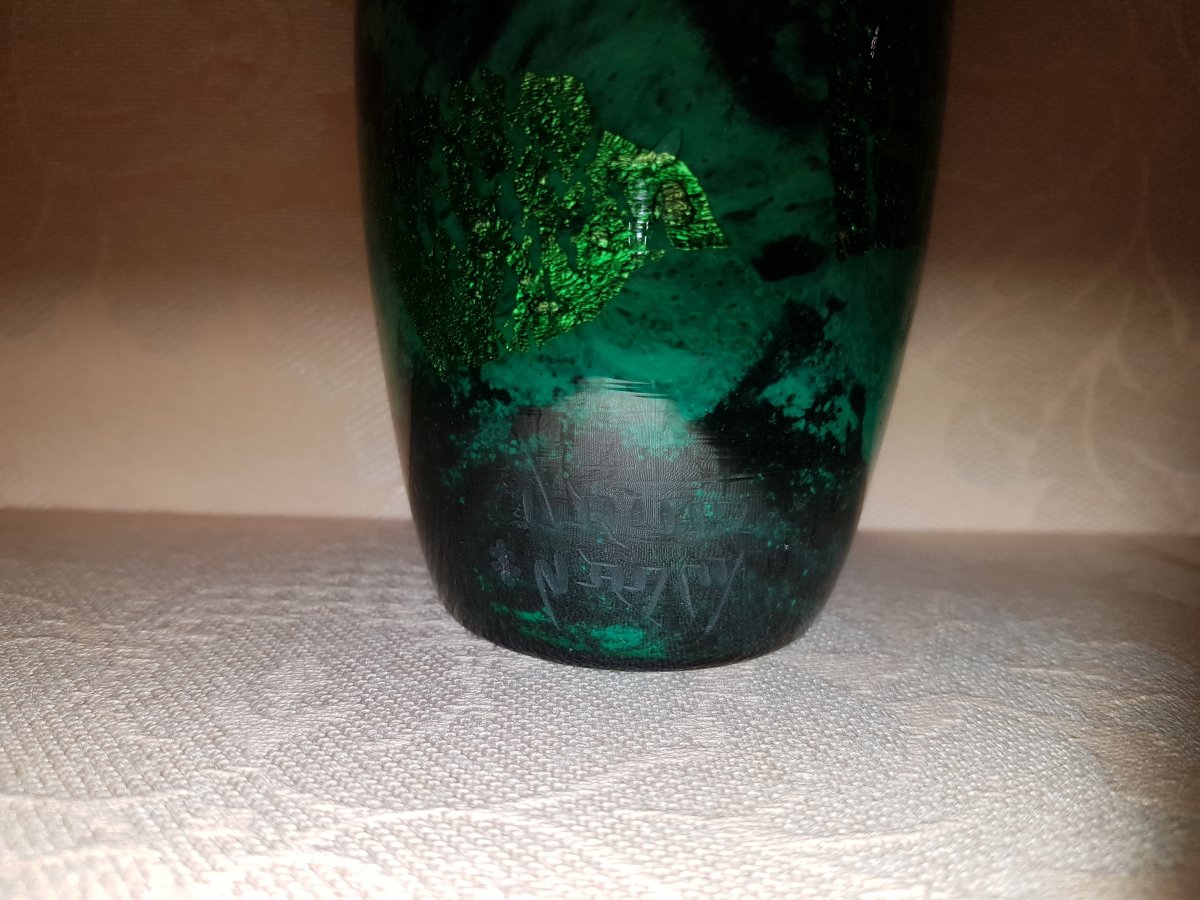 Vase Daum En Verre Multicouches Avec Inclusions De Feuilles D’or .-photo-4