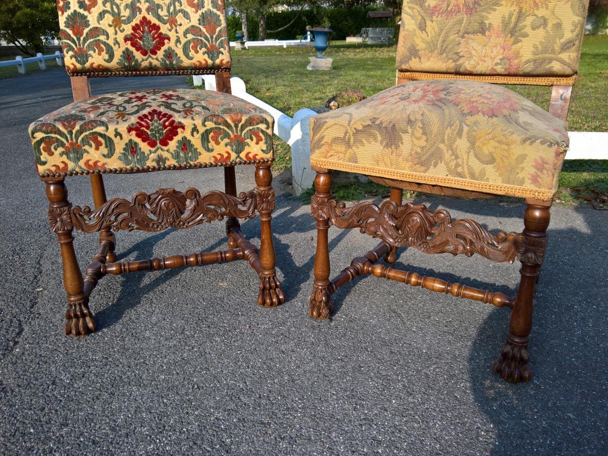 Paire De Chaises De Style Louis XIII -photo-2