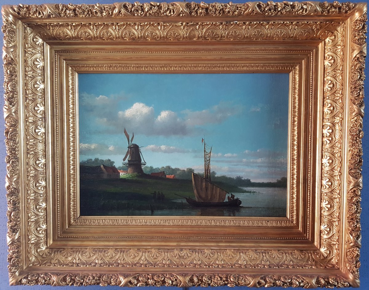 Huile Sur Toile XIX° Siècle : -photo-2