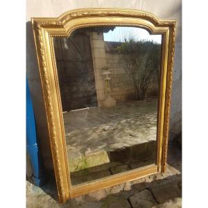 Fireplace Mirror In Wood And Golden Stucco Circa 1880.