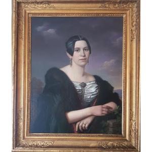 Portrait De Jeune Femme , Daté De 1839.