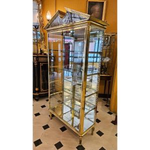 Empire Style Brass Display Cabinet Maison Muller Et Domange. Early 20th Century 