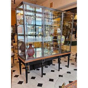 Large Polished Steel Display Cabinet. Late 19th Century