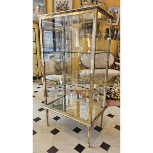Elegant Brass And Bronze Display Case Circa 1900.
