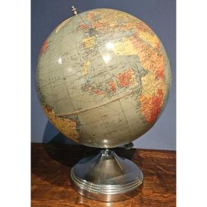 Mappemonde  Taride avec pied en aluminium années 1950 .