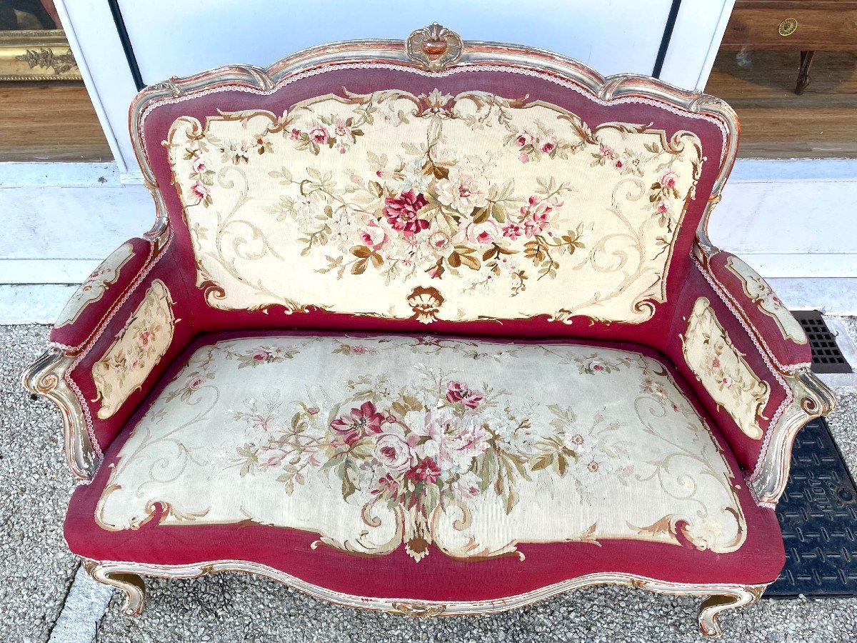 Napoleon III Sofa Garnished With Aubusson-photo-4