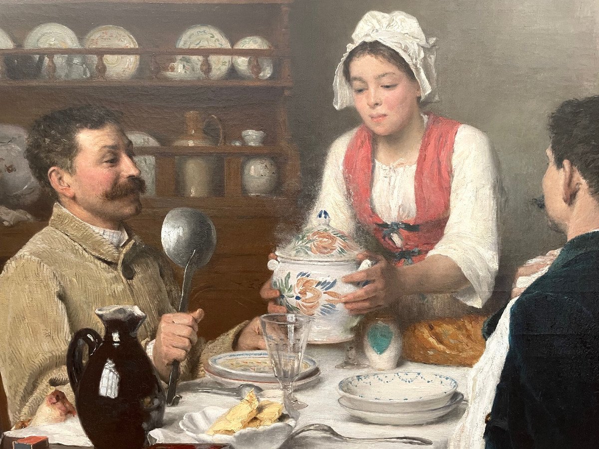 Supper After The Hunt, Painting Signed A.gaudefroy-photo-2