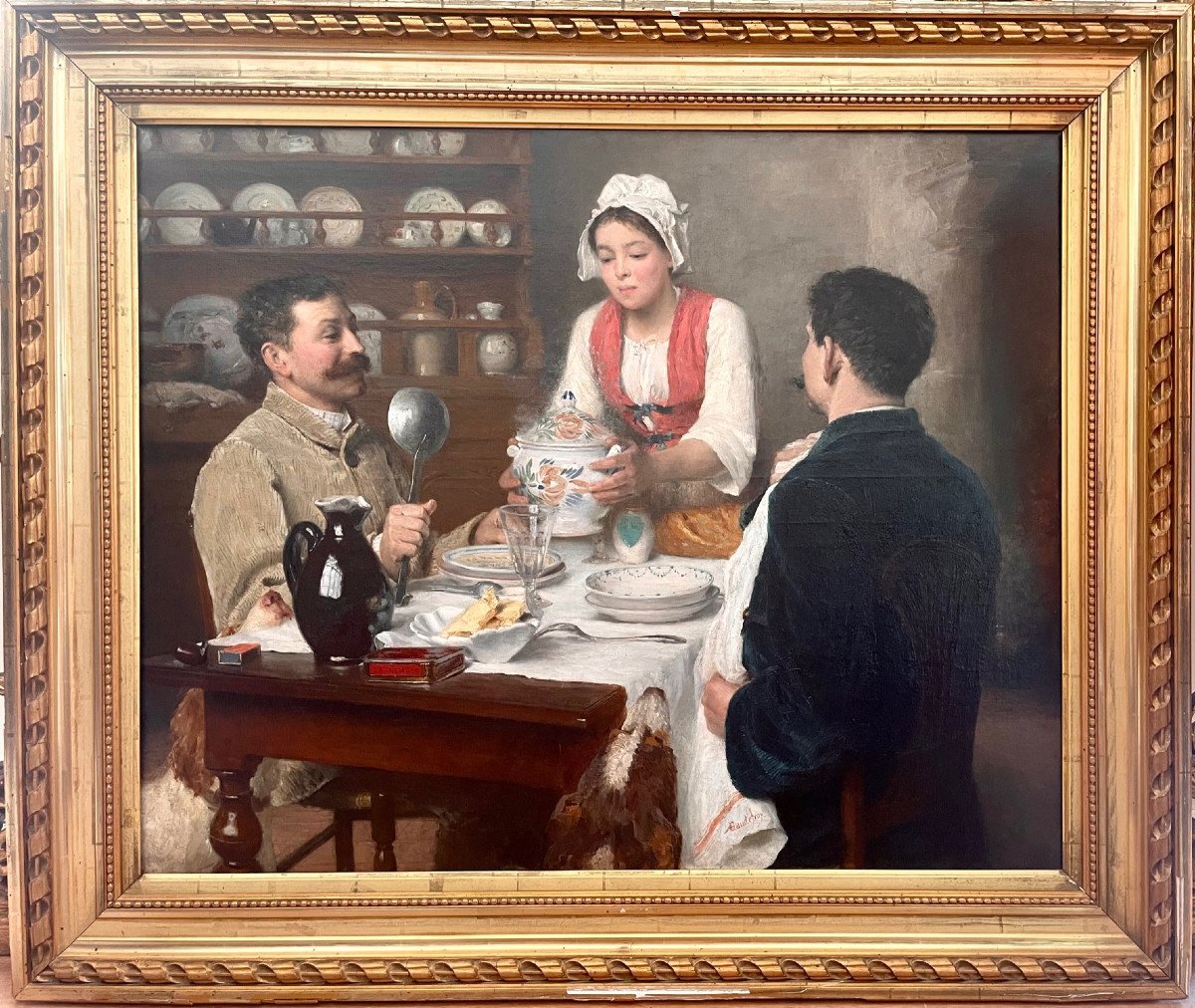 Supper After The Hunt, Painting Signed A.gaudefroy