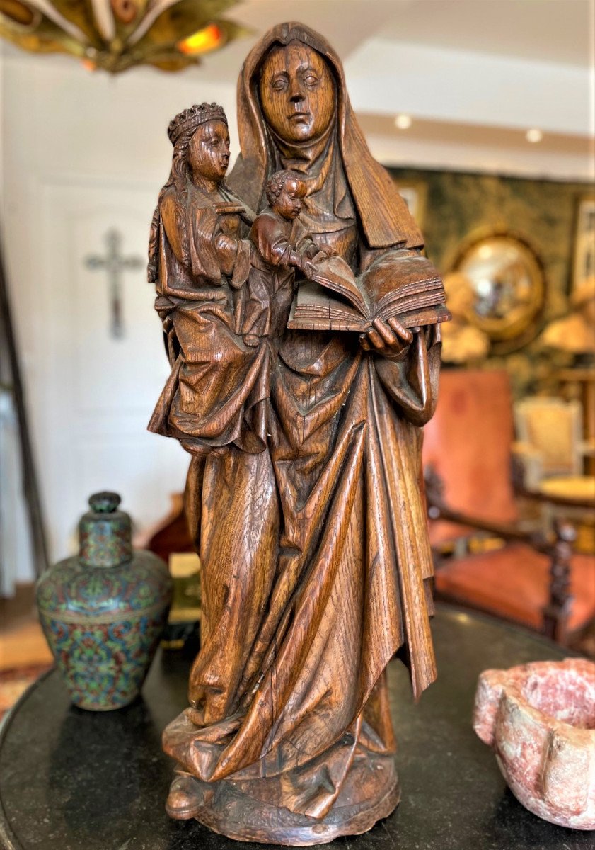 Sainte-anne Trinitaire, Large Carved Wood 16th
