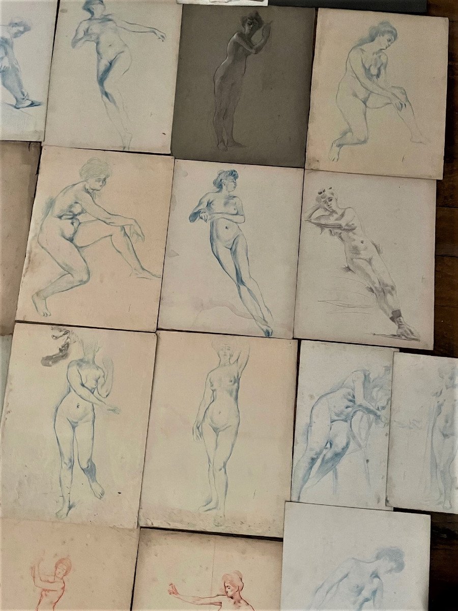 Ensemble De Dessins, Femmes Nues, Vers 1900-photo-4
