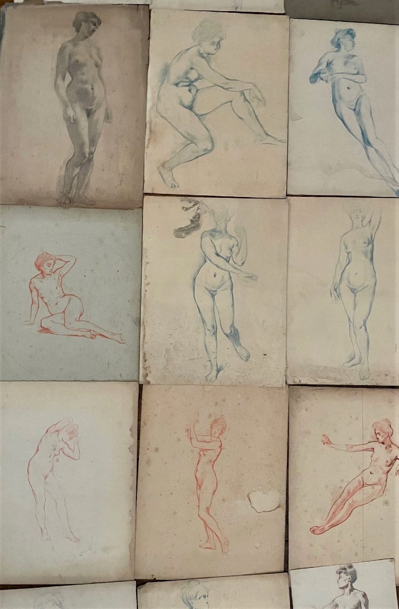 Ensemble De Dessins, Femmes Nues, Vers 1900-photo-1