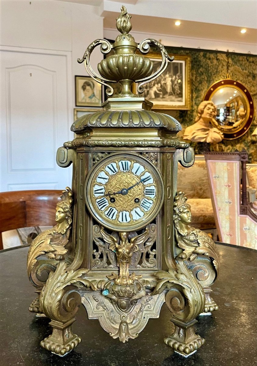 Large Bronze Clock With Espagnettes