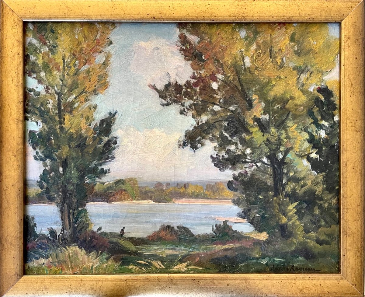 The Loire, Autumn Evening, Signed Claude Rameau