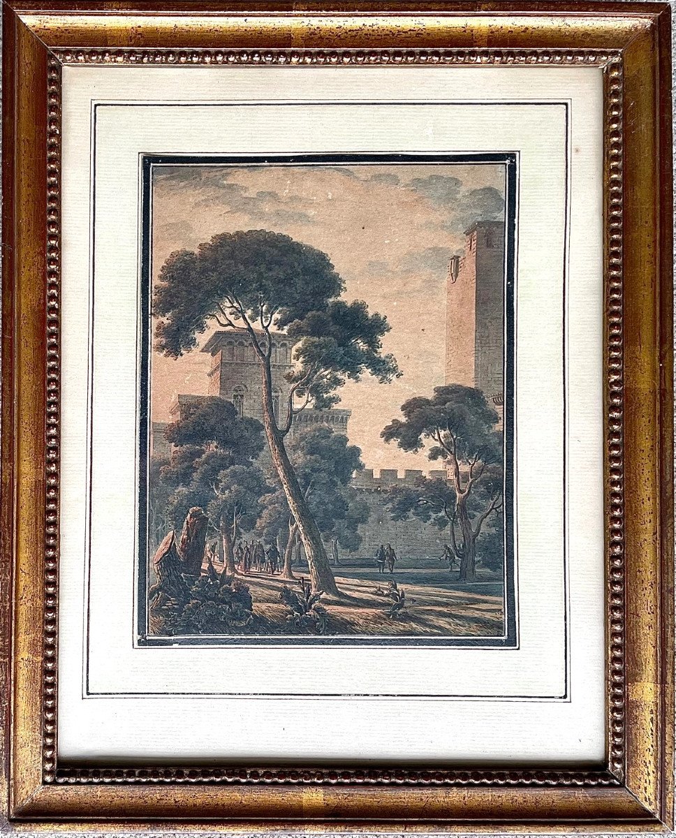 Paysage Anim&eacute;, Aquarelle Louis Fran&ccedil;ois Cassas