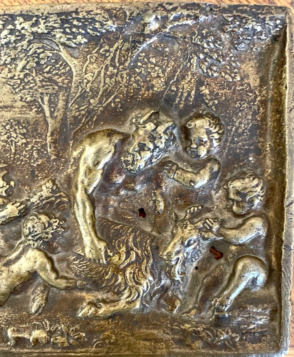 18th Century Bronze Plaque, Loves And Fauna -photo-4