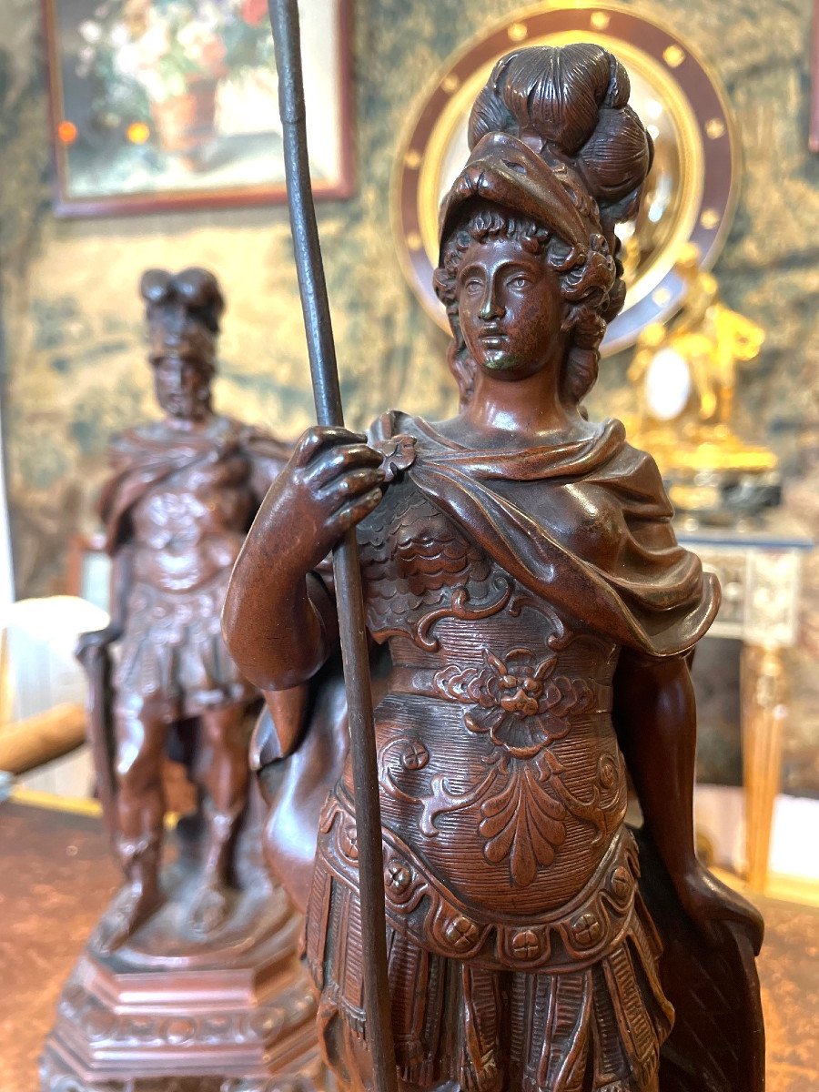 Paire De  Bronzes, Minerva Et Mars-photo-2