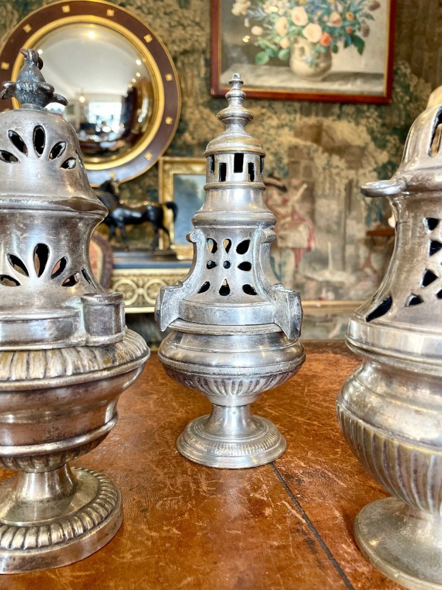 Three Old Censers In Silver Bronze -photo-3