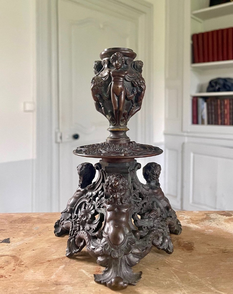 Renaissance Bronze Candle Holder