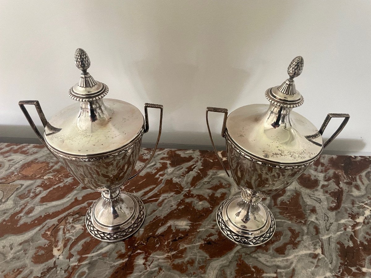 Pair Of Spanish Cassolettes In Sterling Silver -photo-3