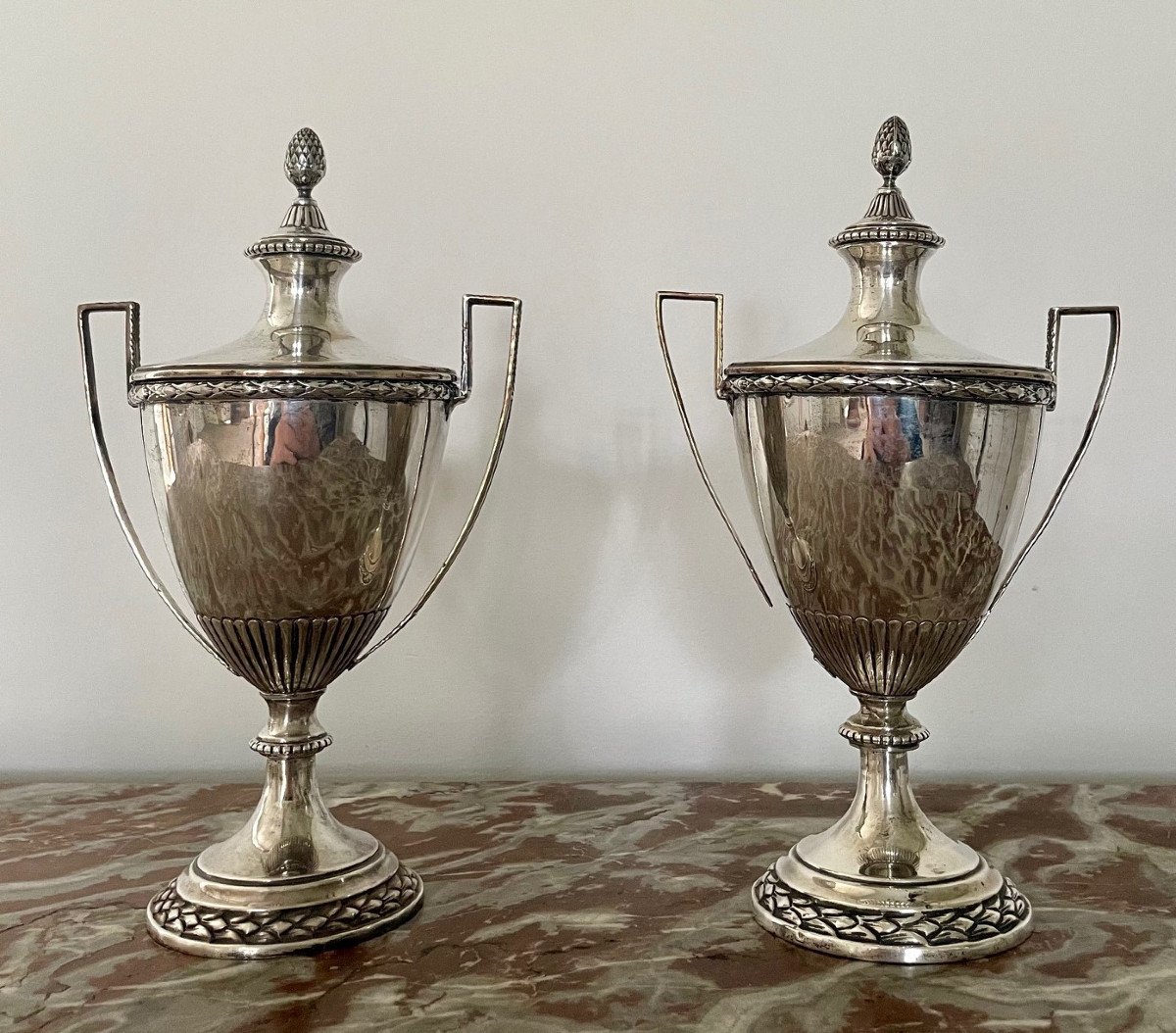 Pair Of Spanish Cassolettes In Sterling Silver 