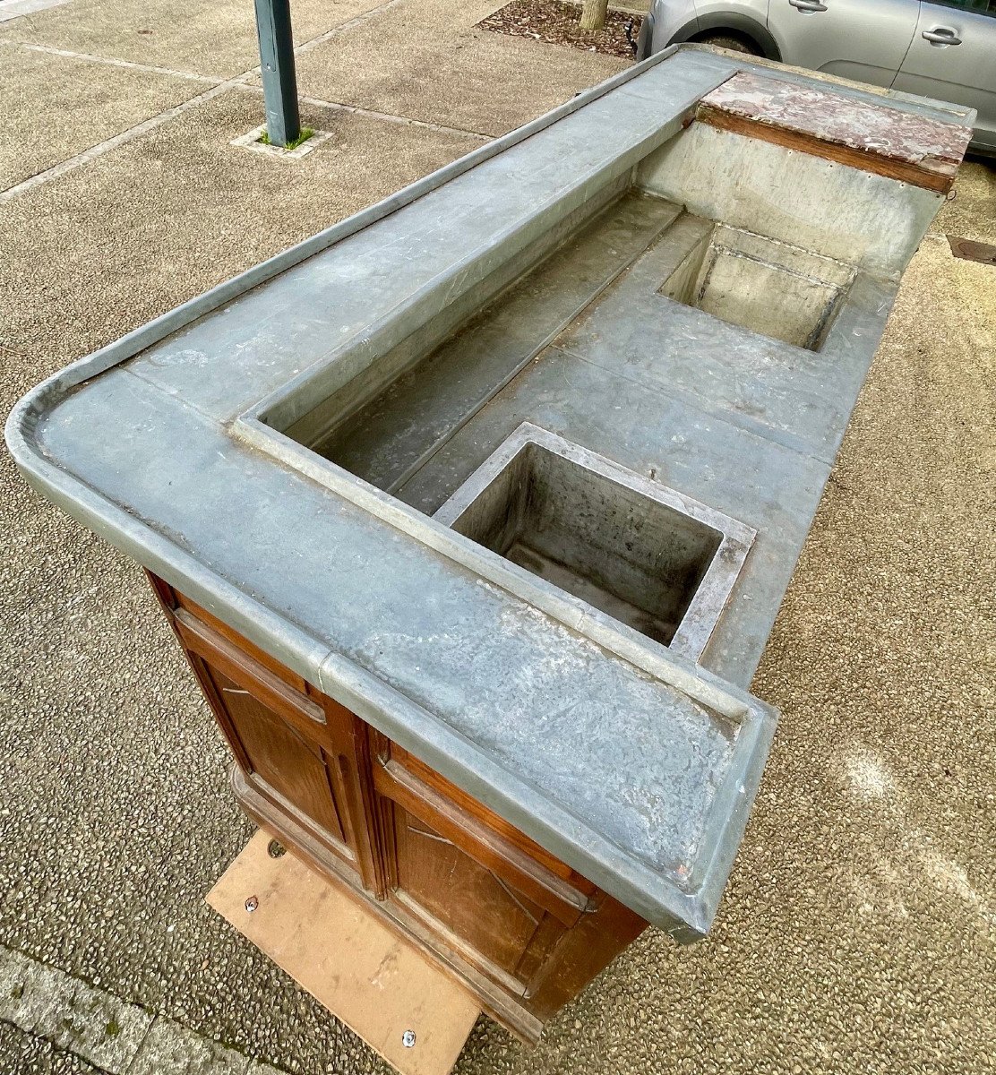 Art Deco Bar In Oak And Zinc-photo-2