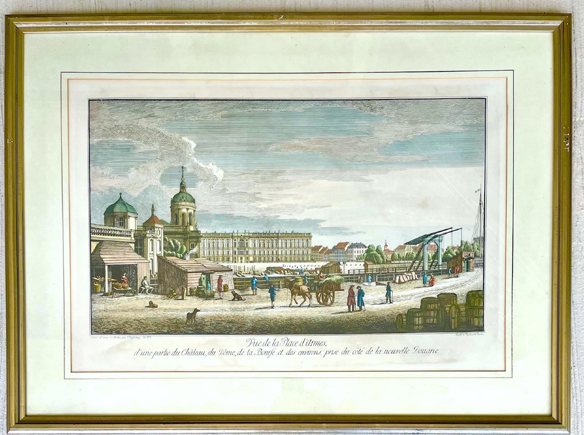 Suite Of Six Large Watercolor Engravings View Of Berlin Rosenberg-photo-2