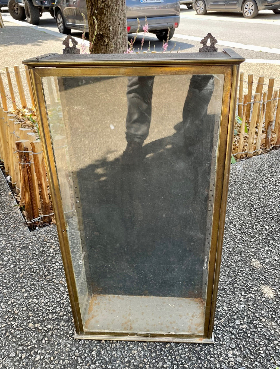 Antique Hanging Brass Display Case-photo-2