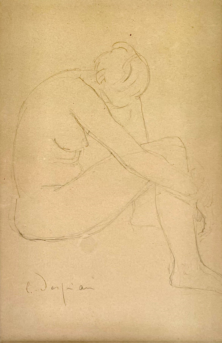 Seated Nude Woman, Drawing Signed Despiau-photo-2