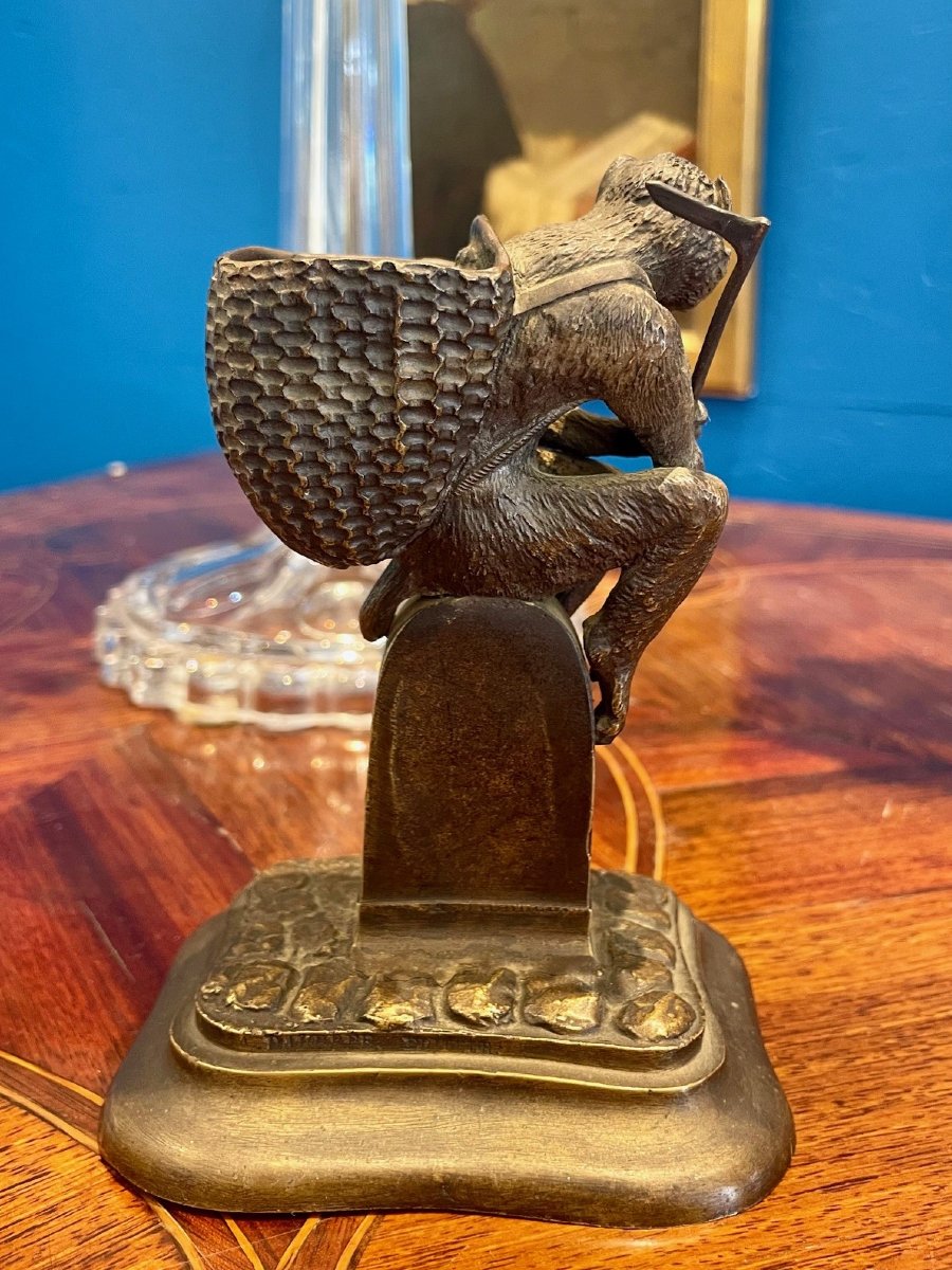 Rag-picker Monkey, Bronze Signed Fratin, Daubrée Publisher-photo-3