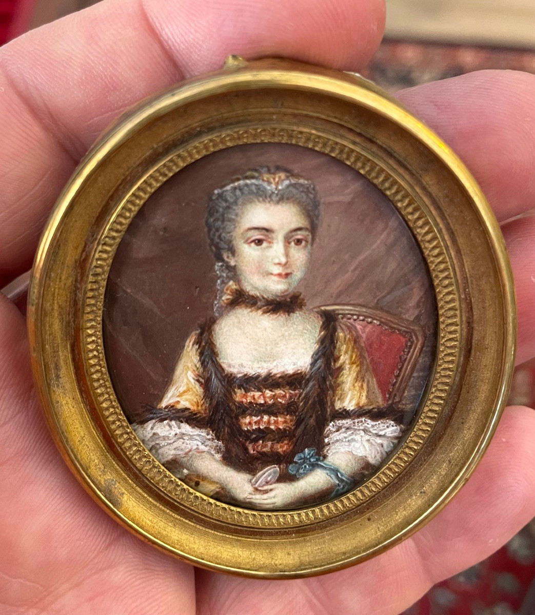 portrait de femme, miniature XVIIIeme-photo-3
