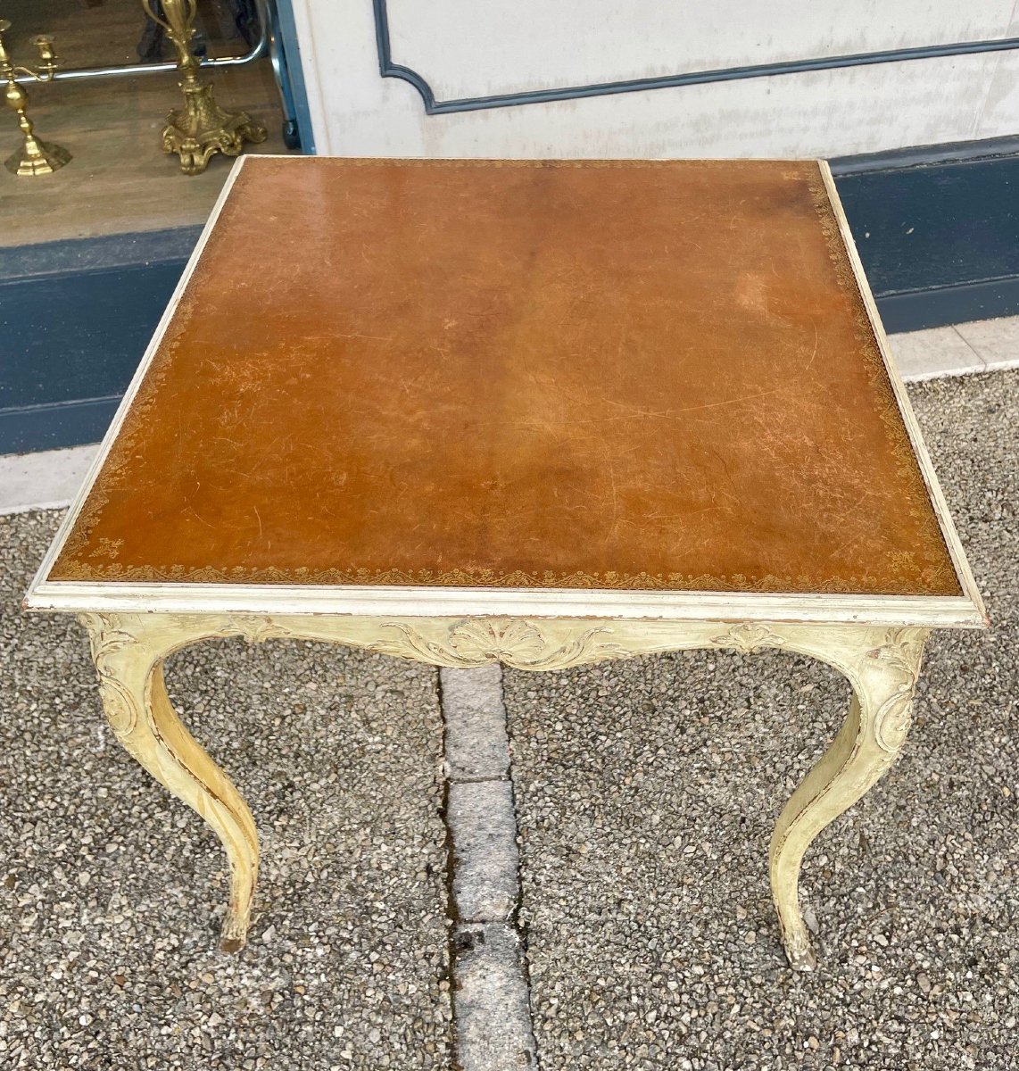 Table de bridge dessus cuir-photo-2