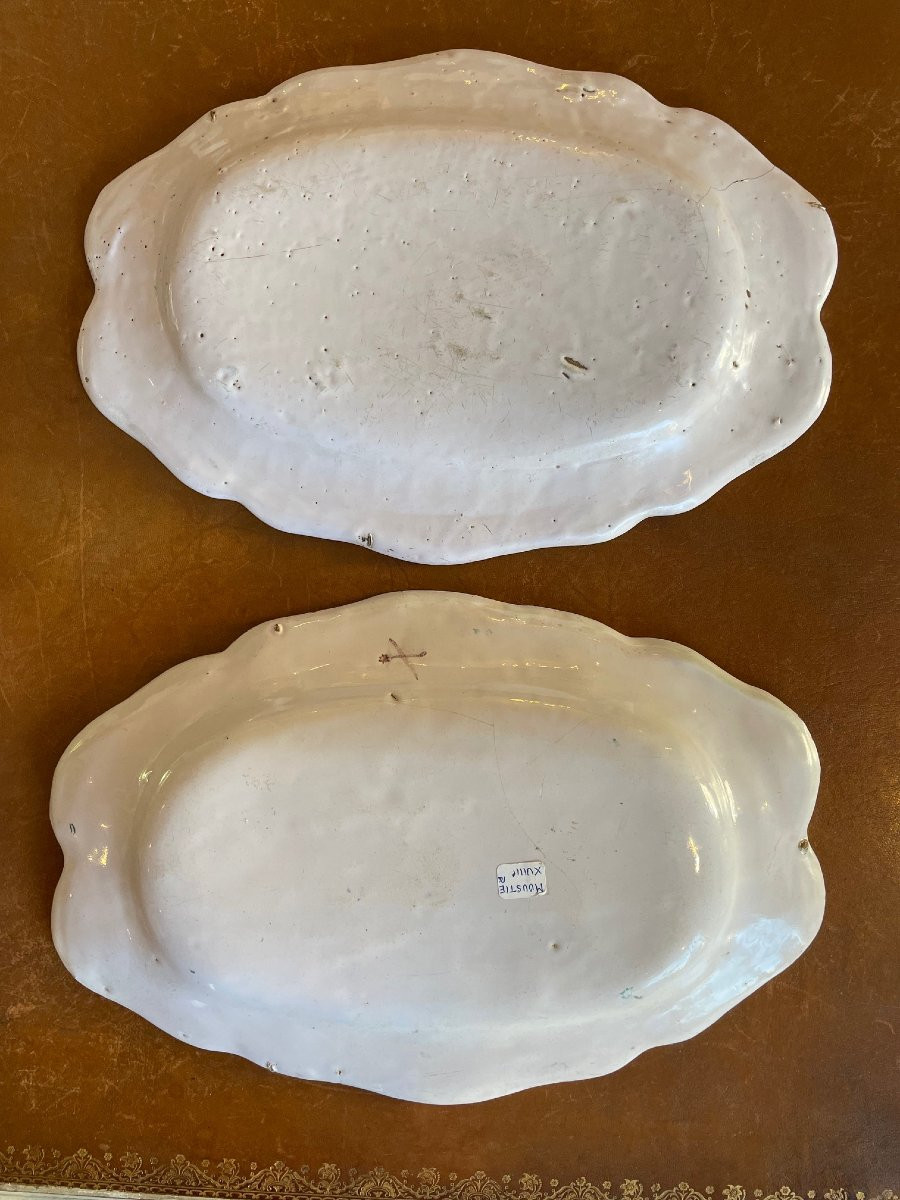 Paire de plats en faience de Moustiers 18eme siècle-photo-4
