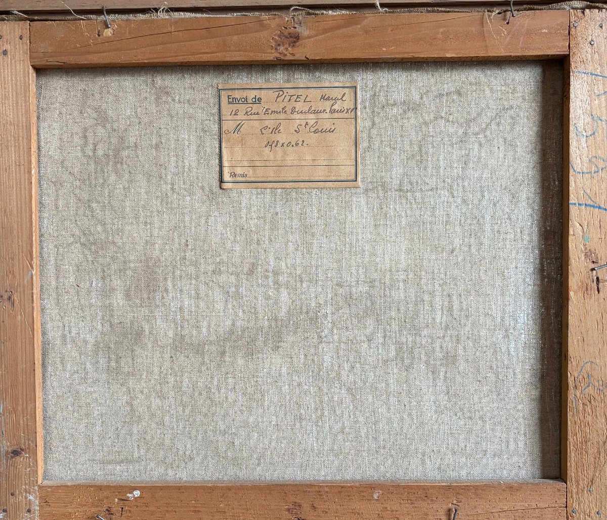 Vue de l'Ile Saint-Louis, Paris, huile sur toile-photo-3