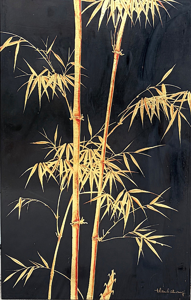 Lacquered Panel, Vietnam, Signed