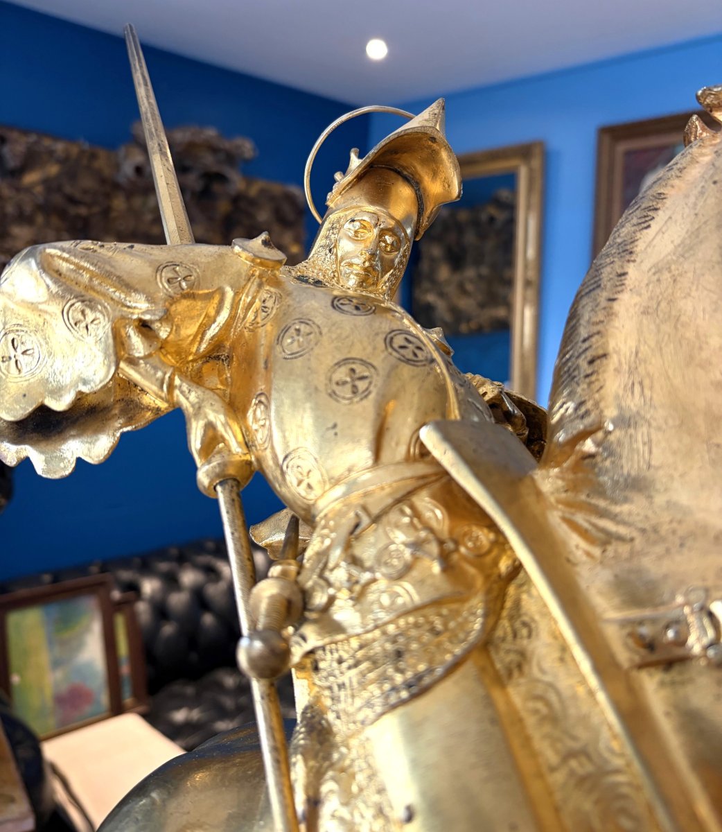 Saint Georges terrassant le dragon, bronze signé Fremiet-photo-1