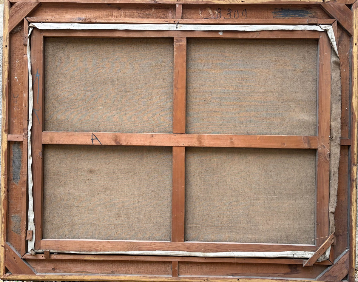 Mariage à Notre-Dame de Bercy, Paris 12ème, vers 1925, grand tableau signé.-photo-4
