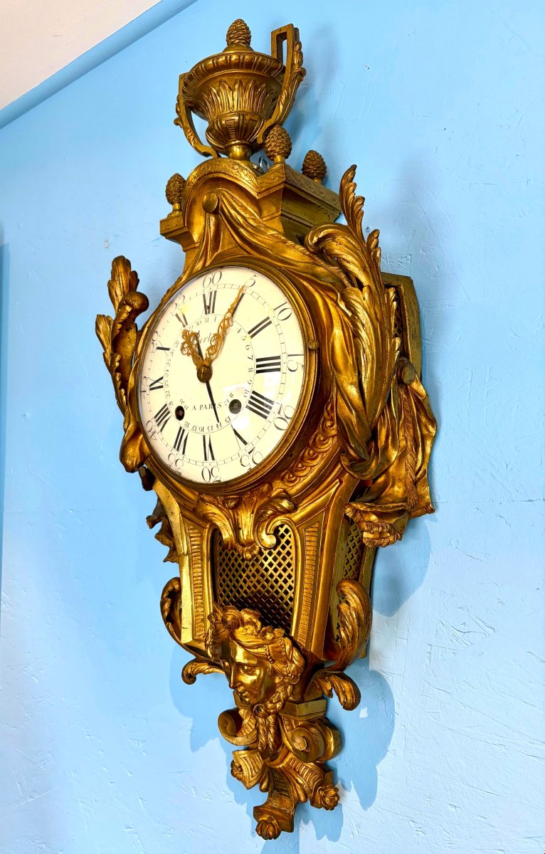 Large 18th-century Cartel Clock In Gilt Bronze-photo-2