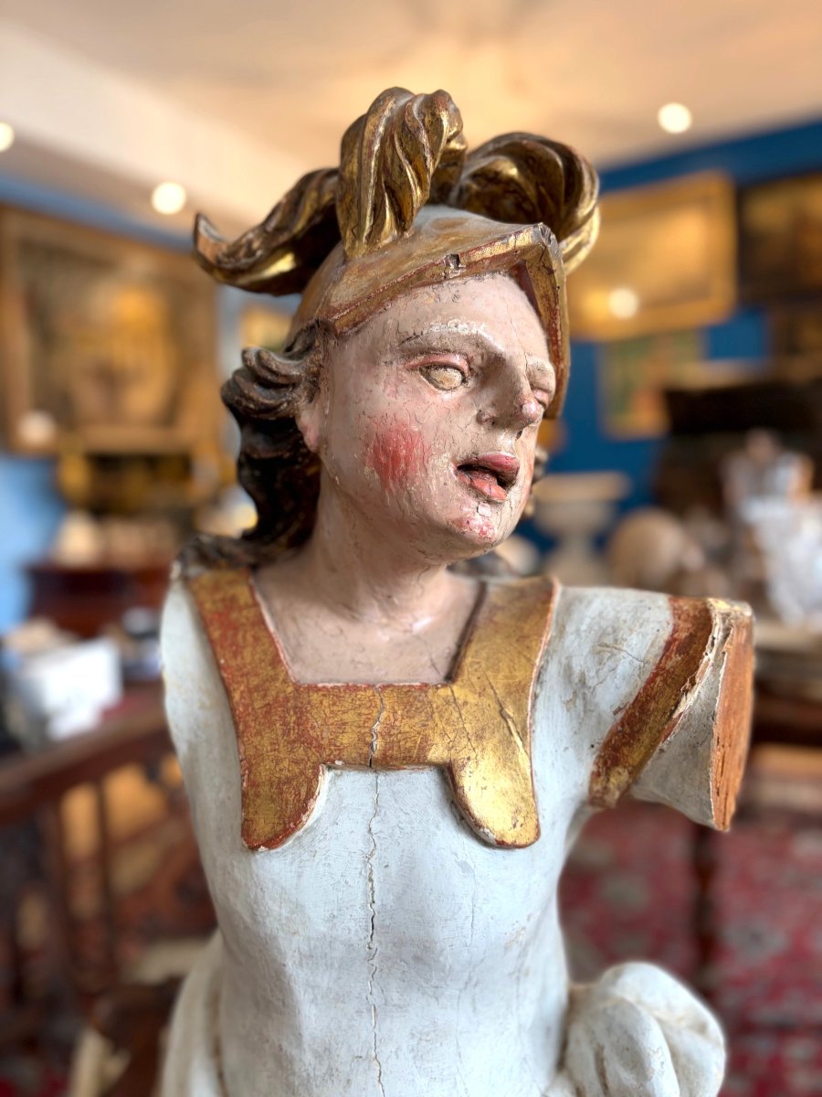 17th Century Carved Wooden Figure-photo-2