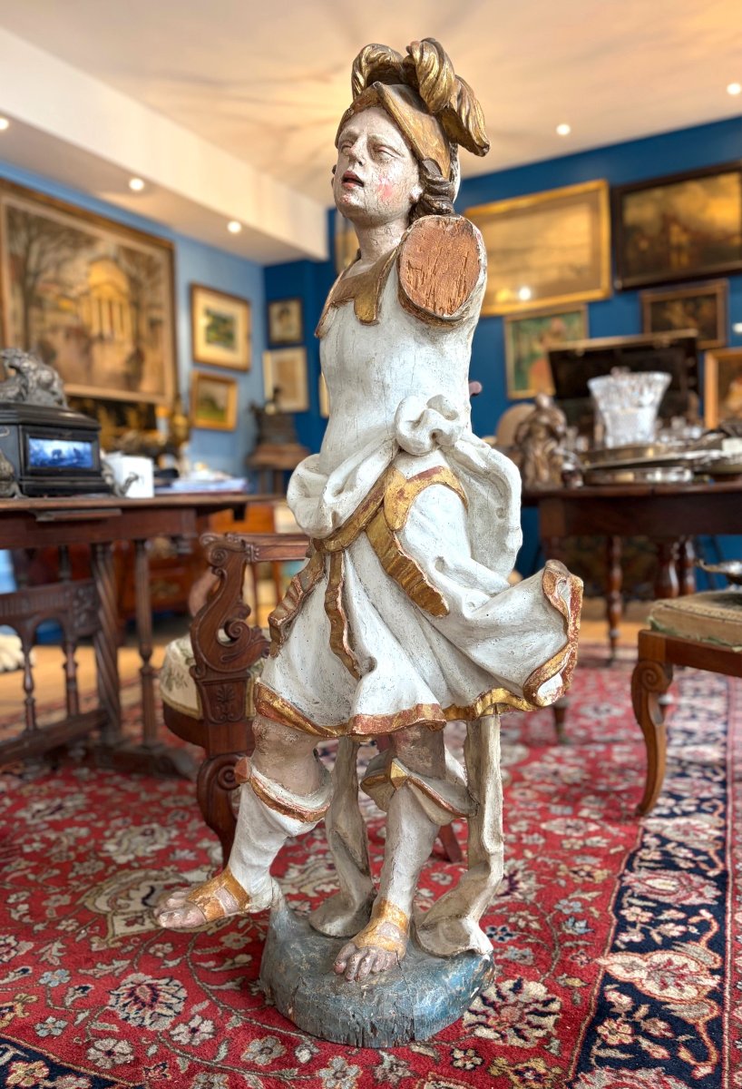 17th Century Carved Wooden Figure-photo-3