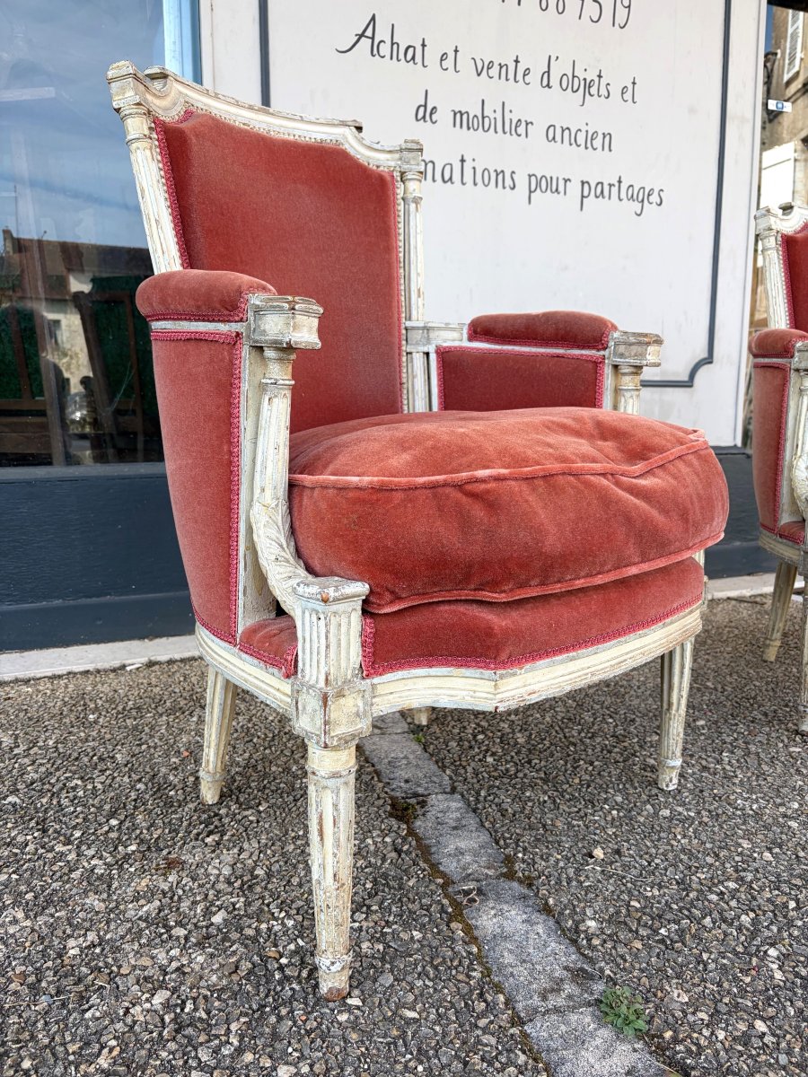 Pair Of 18th-century Bergère Chairs With Detached Columns-photo-2