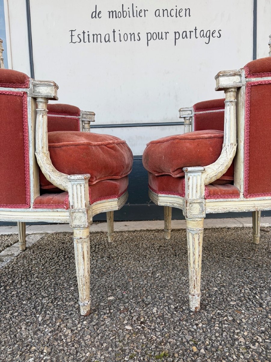 Pair Of 18th-century Bergère Chairs With Detached Columns-photo-2