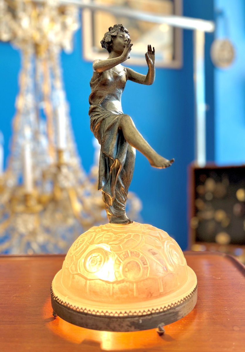 Art Deco Glass And Metal Nightlight