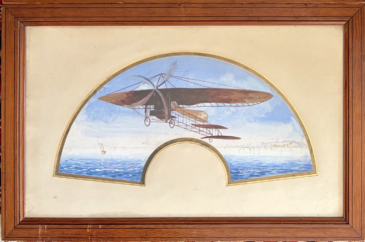 Historical Scenes Depicting Aviation, A Pair Of Gouaches-photo-2
