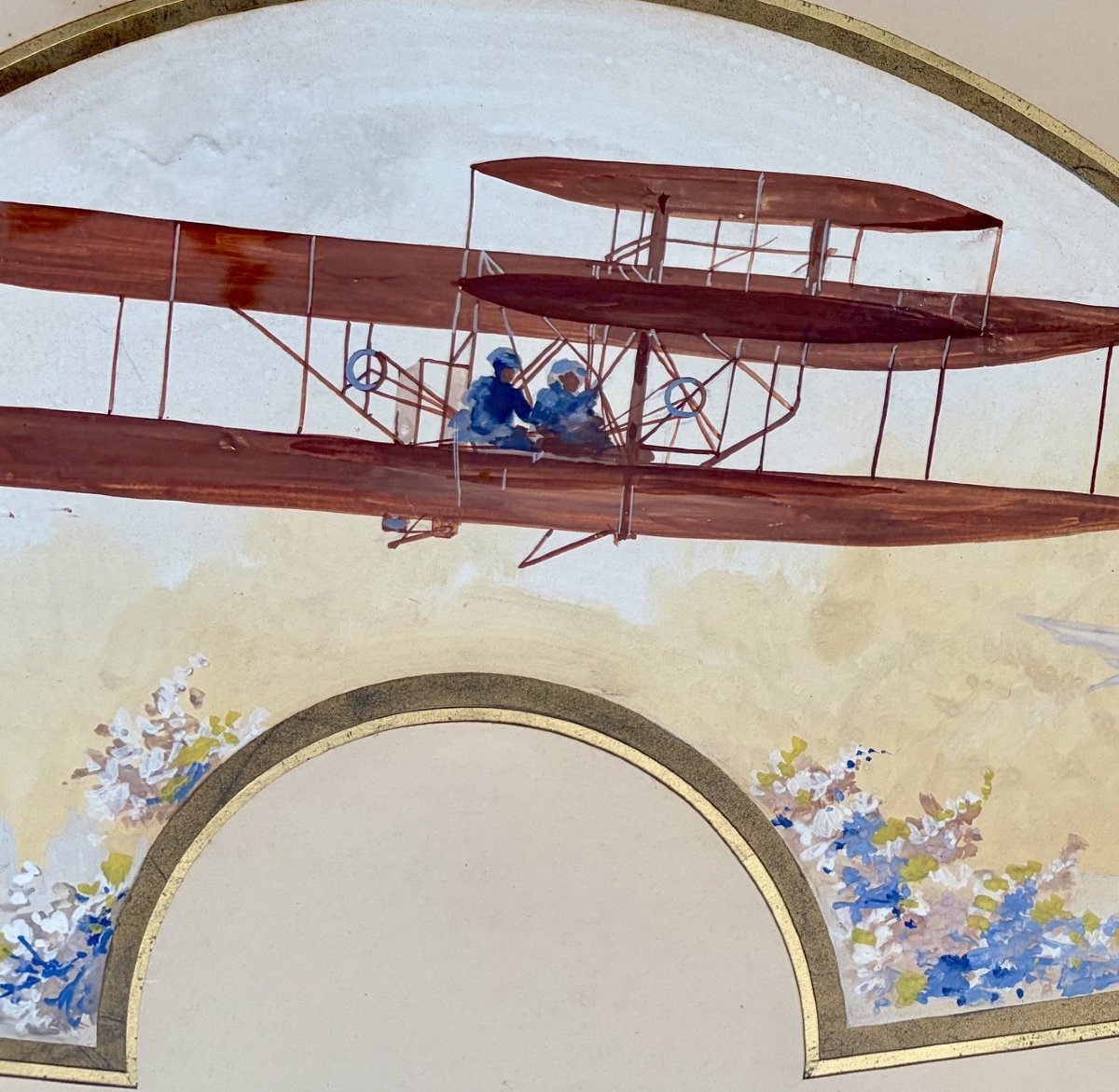 Historical Scenes Depicting Aviation, A Pair Of Gouaches-photo-2