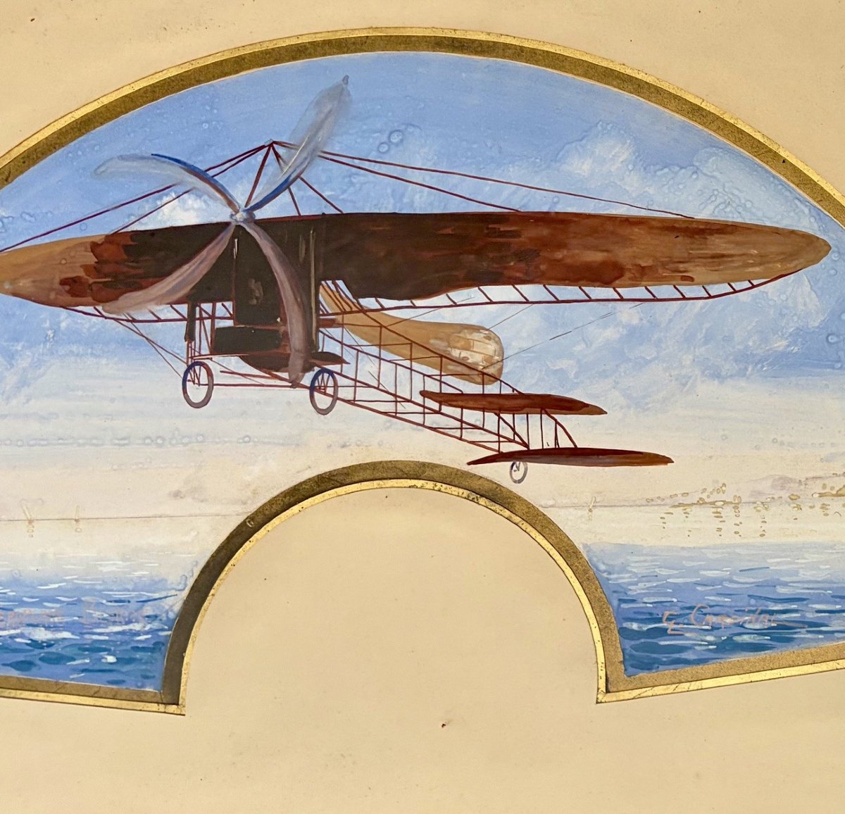 Historical Scenes Depicting Aviation, A Pair Of Gouaches-photo-3