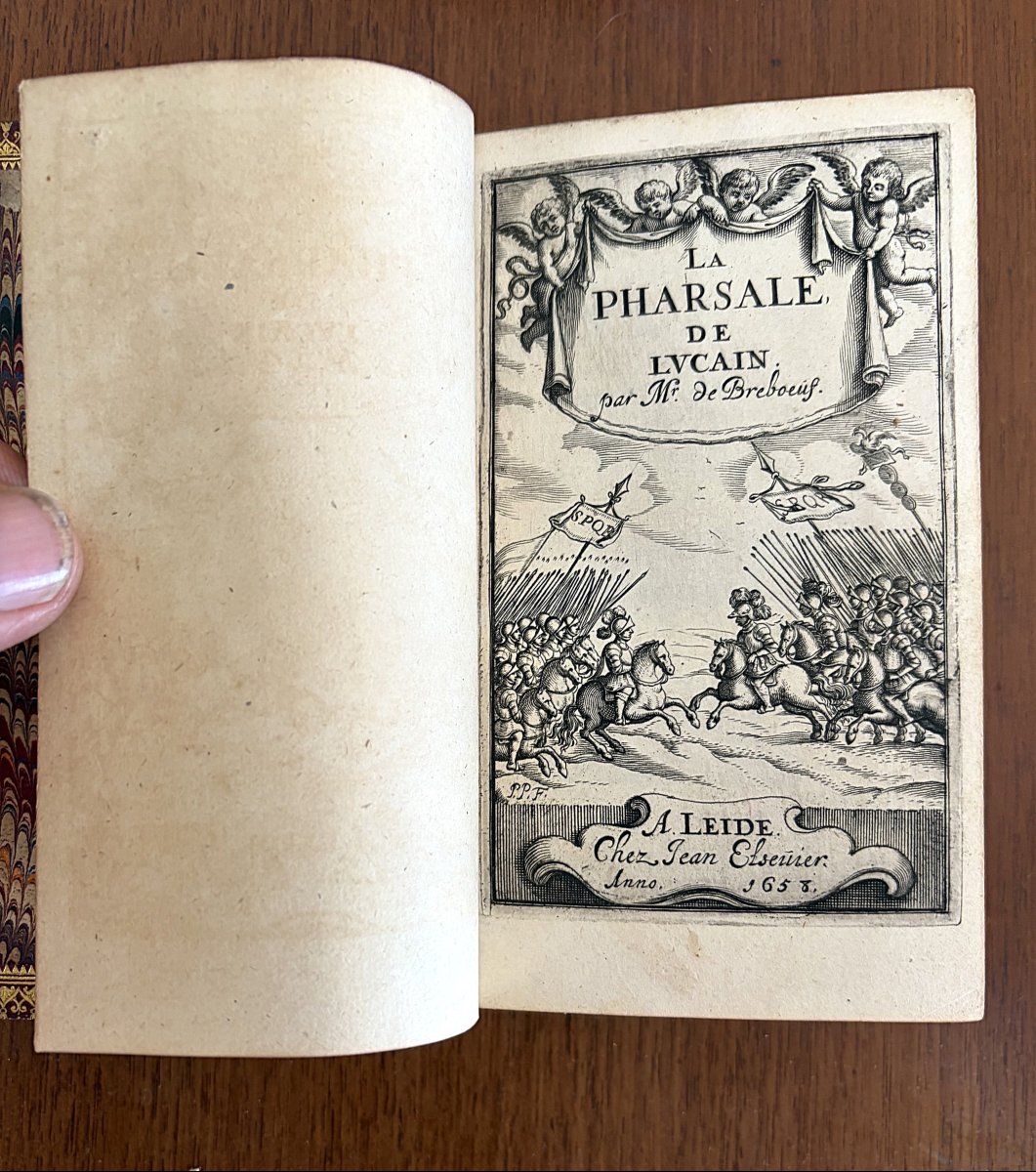 La pharsale de Lucain, 1658, belle reliure signée Petit
