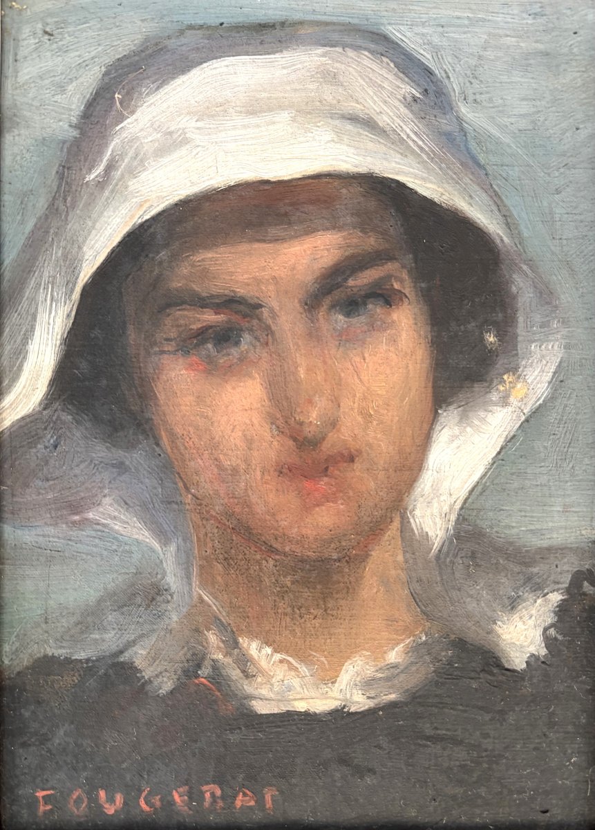 Portrait Of A Young Breton Woman, Signed E. Fougerat