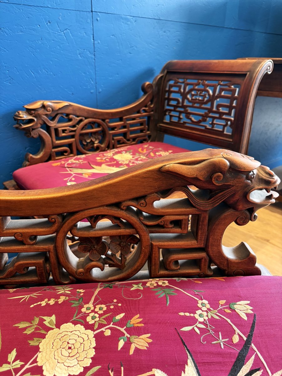 Pair Of Benches And A Japanese-style Tea Table-photo-3