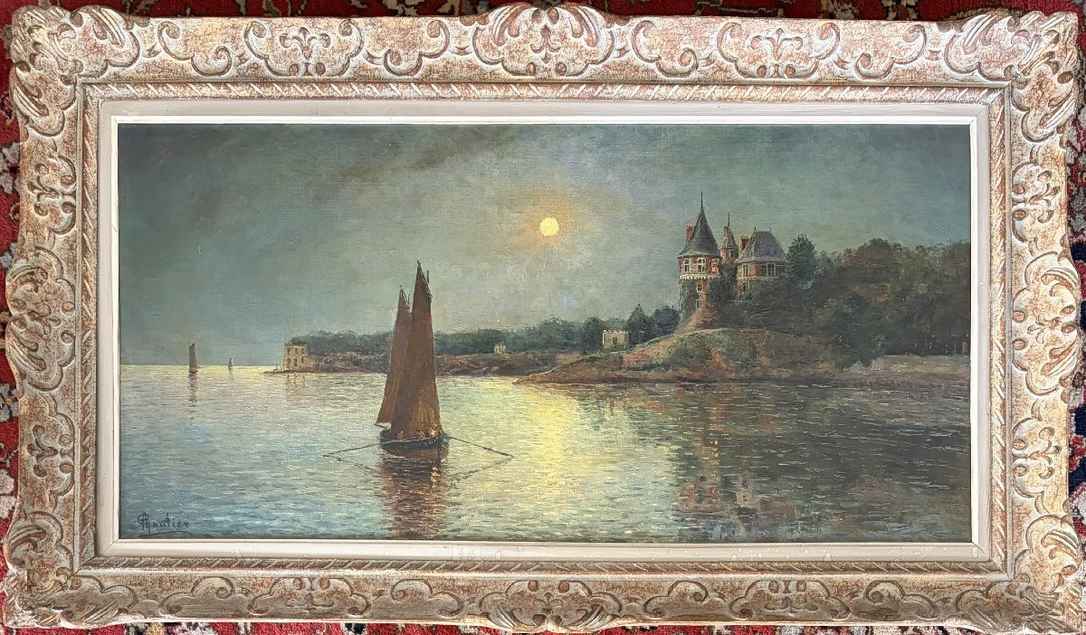 Le chateau de Pornic le soir sous la lune